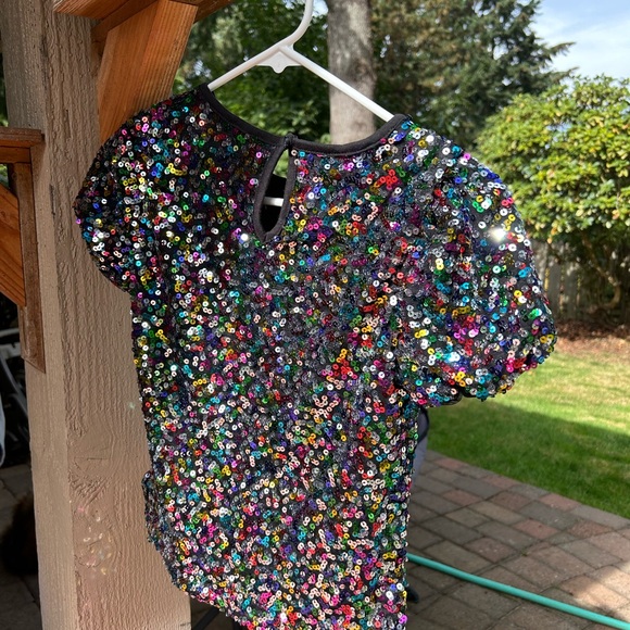 Garanimal 365 kids Sequence top Girls sz 8. Multi Color sequence glittering - Picture 3 of 5